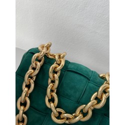 Bottega Veneta Chain Cassette Bag In Emerald Green Suede 501