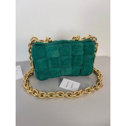 Bottega Veneta Chain Cassette Bag In Emerald Green Suede 501