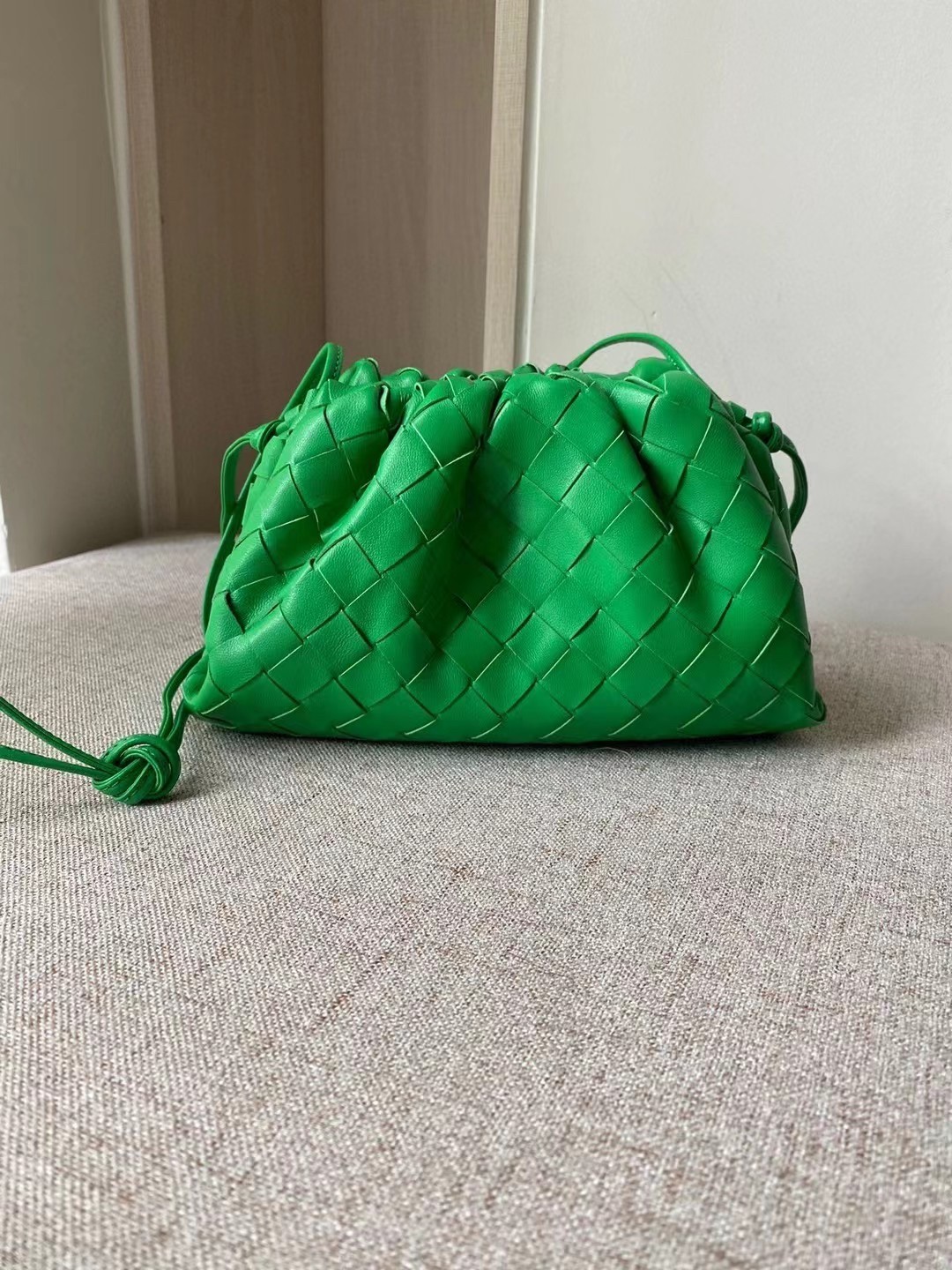 Bottega Veneta Mini Pouch In Green Intrecciato Lambskin 791