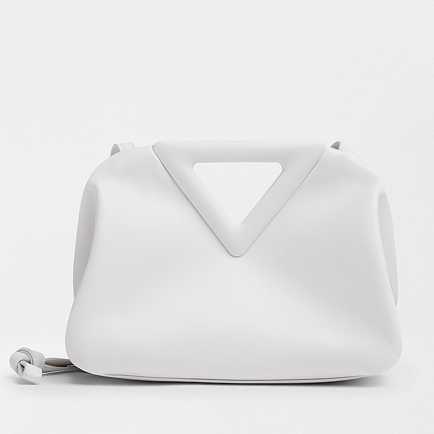 Bottega Veneta Small Point Top Handle Bag In White Leather 933