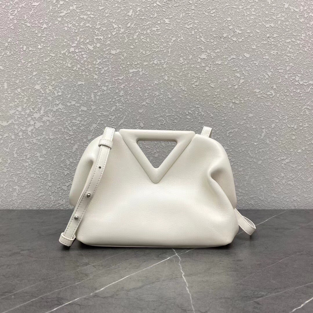 Bottega Veneta Small Point Top Handle Bag In White Leather 933