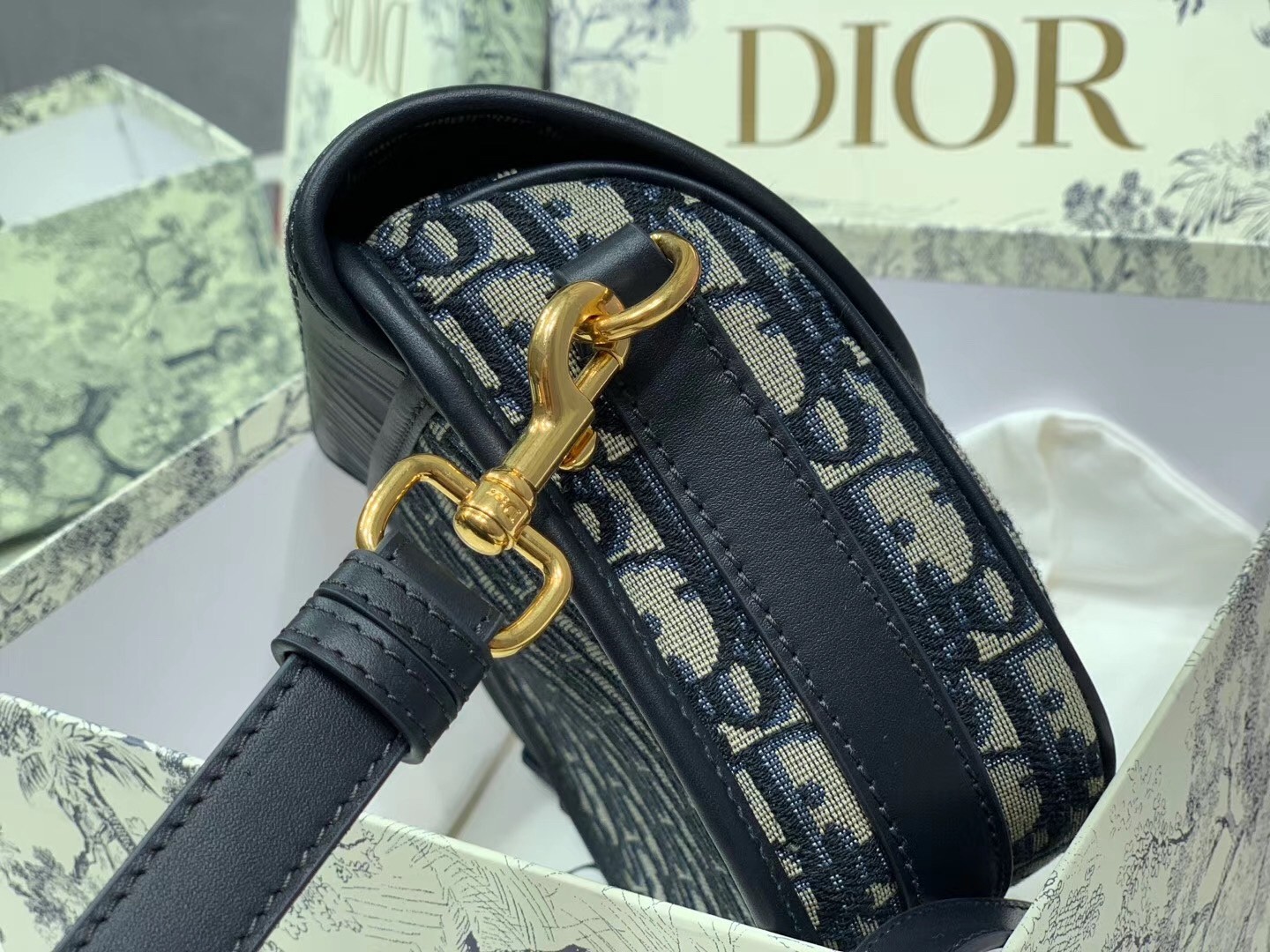 Dior Medium Bobby Bag In Blue Dior Oblique Canvas 613