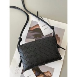 Bottega Veneta Mini Loop Bag In Black Intrecciato Lambskin 156