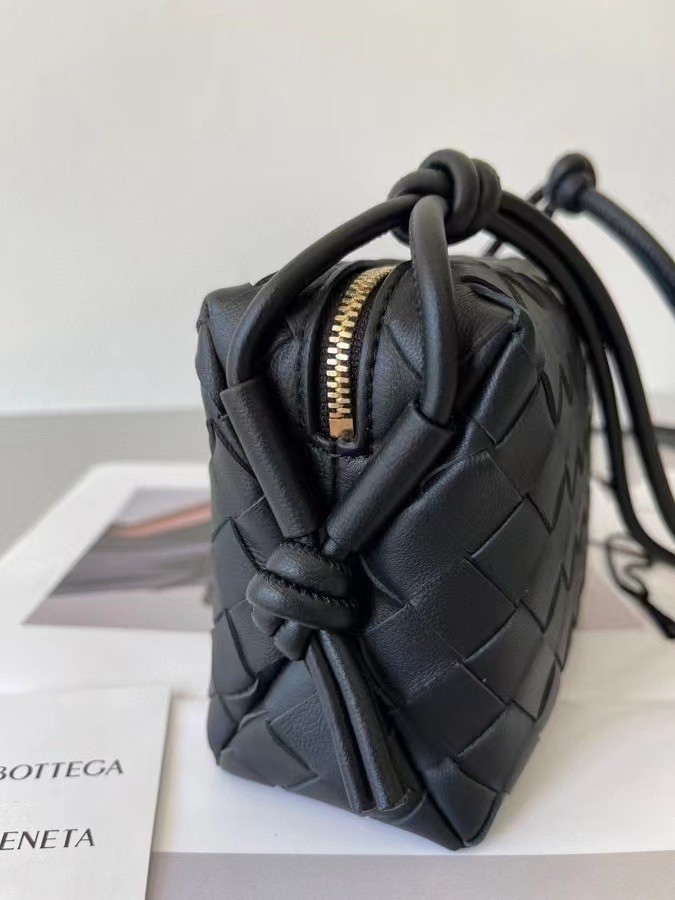 Bottega Veneta Mini Loop Bag In Black Intrecciato Lambskin 156