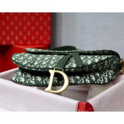 Dior Saddle Bag In Green Oblique Jacquard Canvas 140