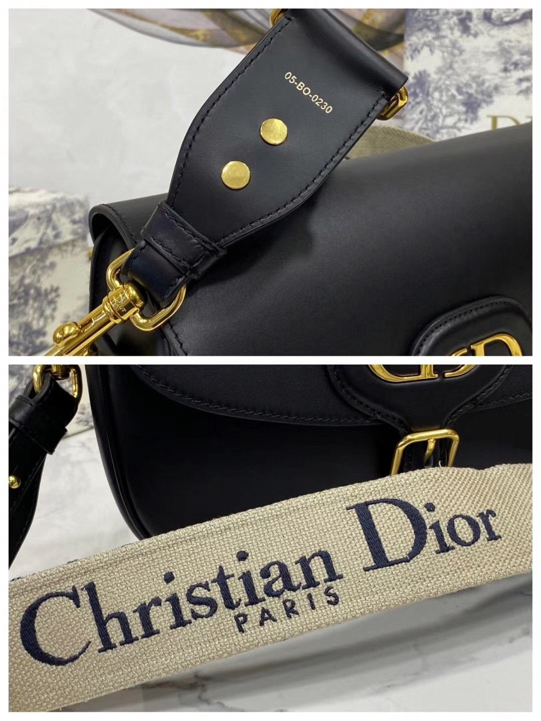 Dior Large Bobby Bag In Black Calfskin 654