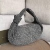 Bottega Veneta Large BV Jodie Bag In Grey Woven Suede 381