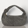 Bottega Veneta Large BV Jodie Bag In Grey Woven Suede 381