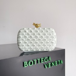 Bottega Veneta Knot Minaudiere Clutch In Glacier Intreccio Leather 474