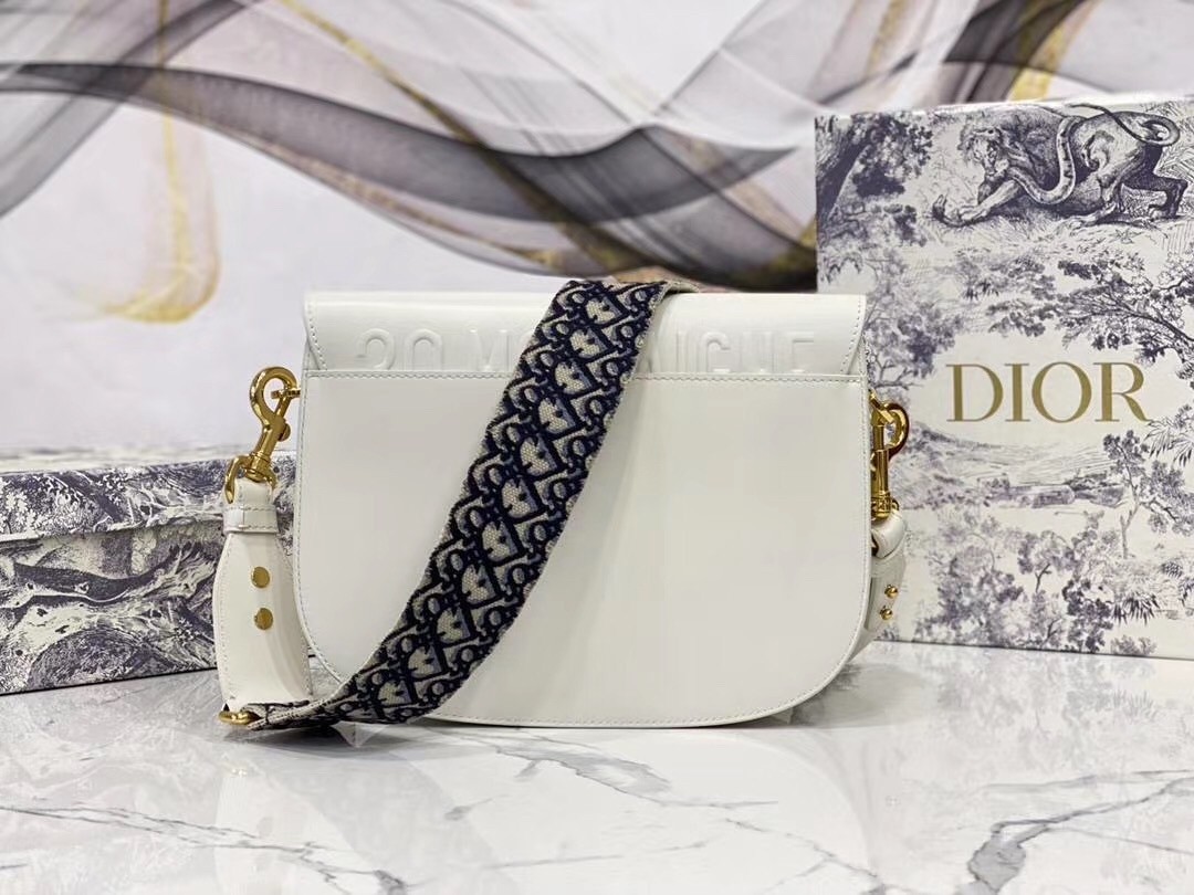 Dior Large Bobby Bag In White Calfskin 689