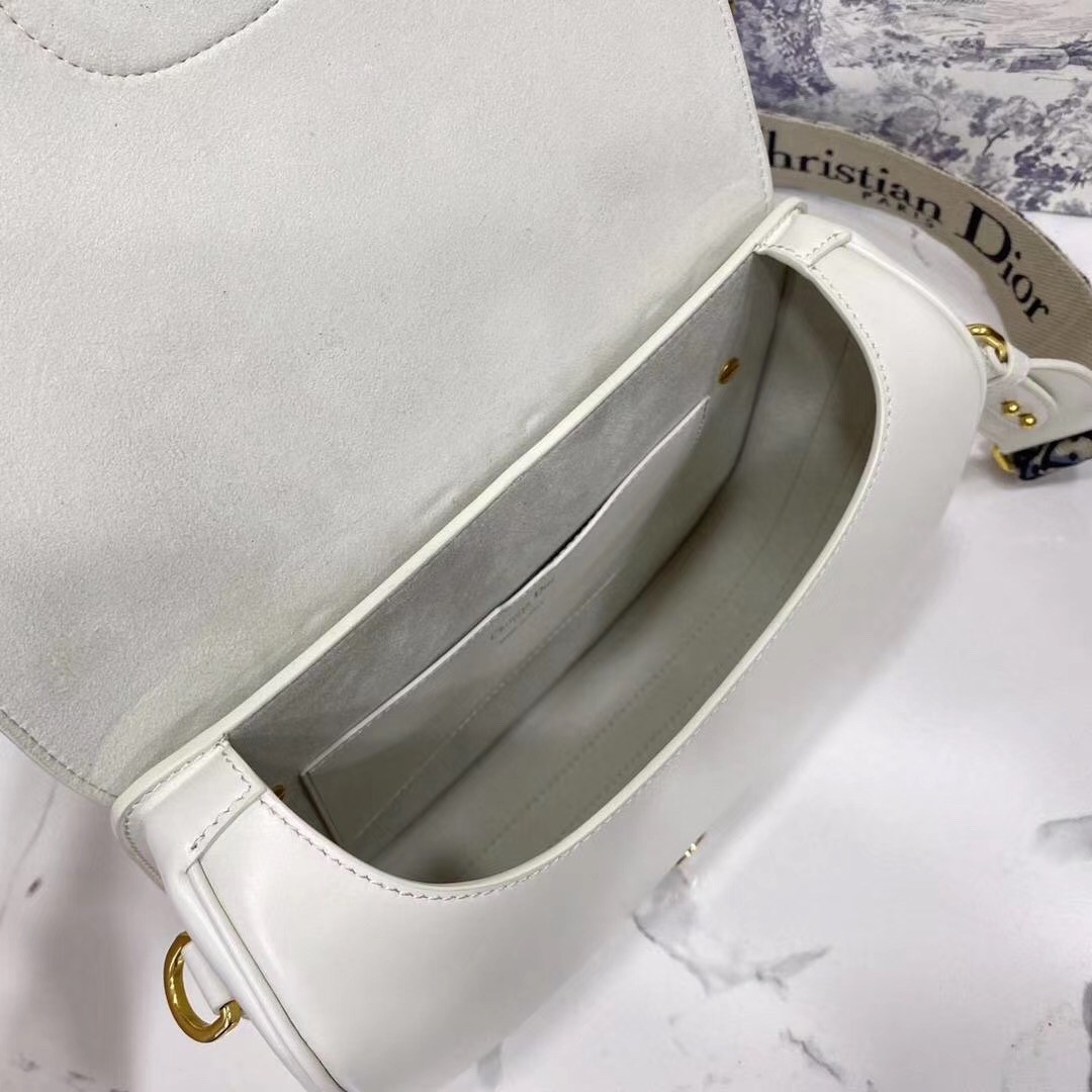 Dior Large Bobby Bag In White Calfskin 689