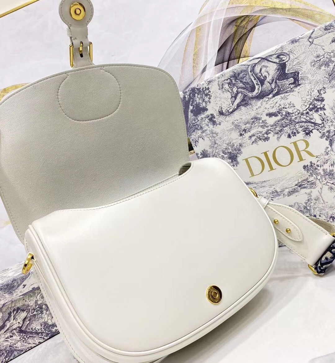 Dior Large Bobby Bag In White Calfskin 689