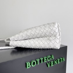 Bottega Veneta Medium Andiamo Bag In White Intrecciato Lambskin 752