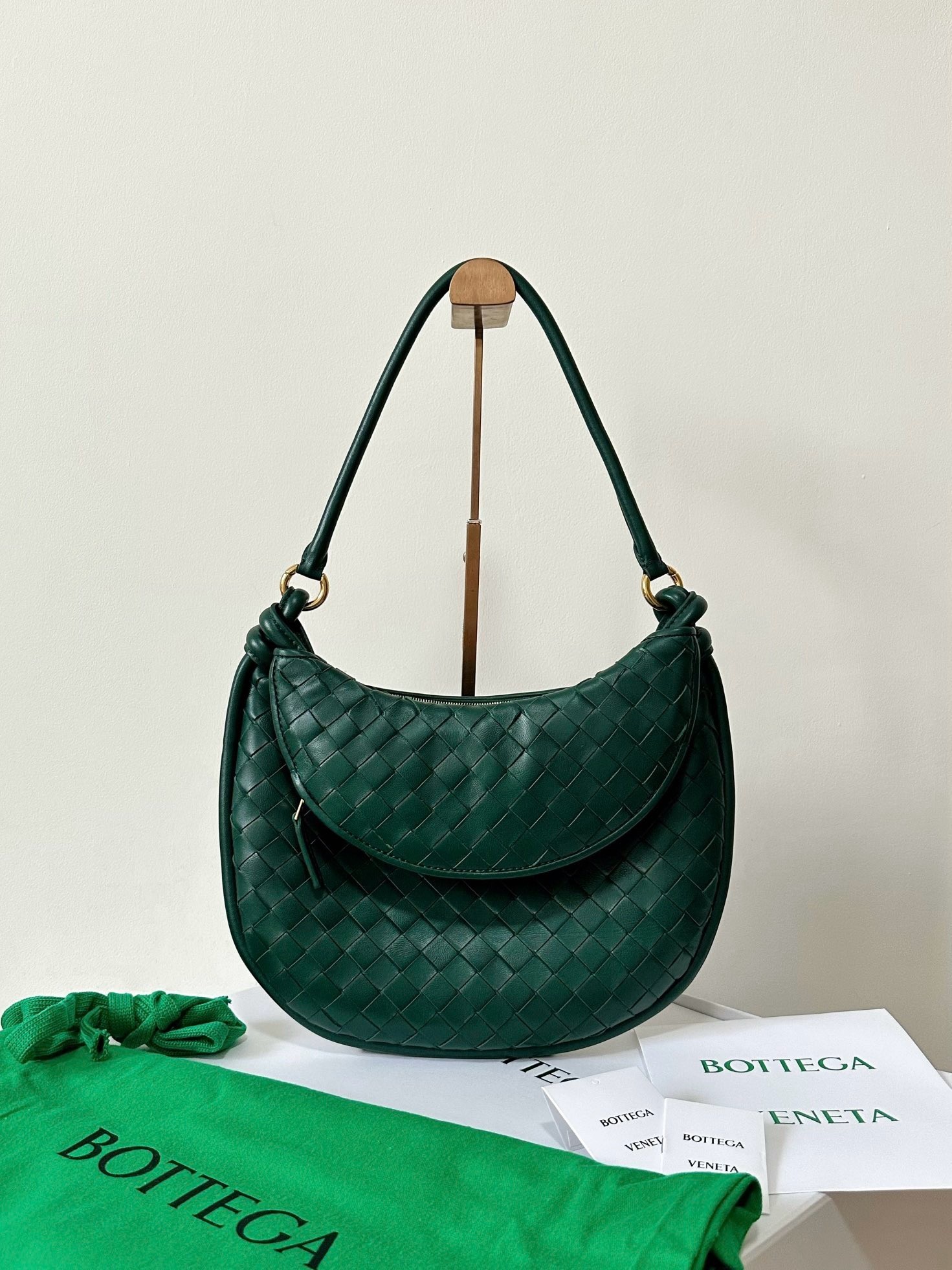 Bottega Veneta Gemelli Medium Bag in Emerald Green Intrecciato Lambskin 881