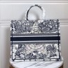 Dior Book Tote Bag In Blue Around The World Embroidered Canvas 722