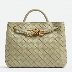 Bottega Veneta Small Andiamo Bag In Travertine Intrecciato Lambskin 916