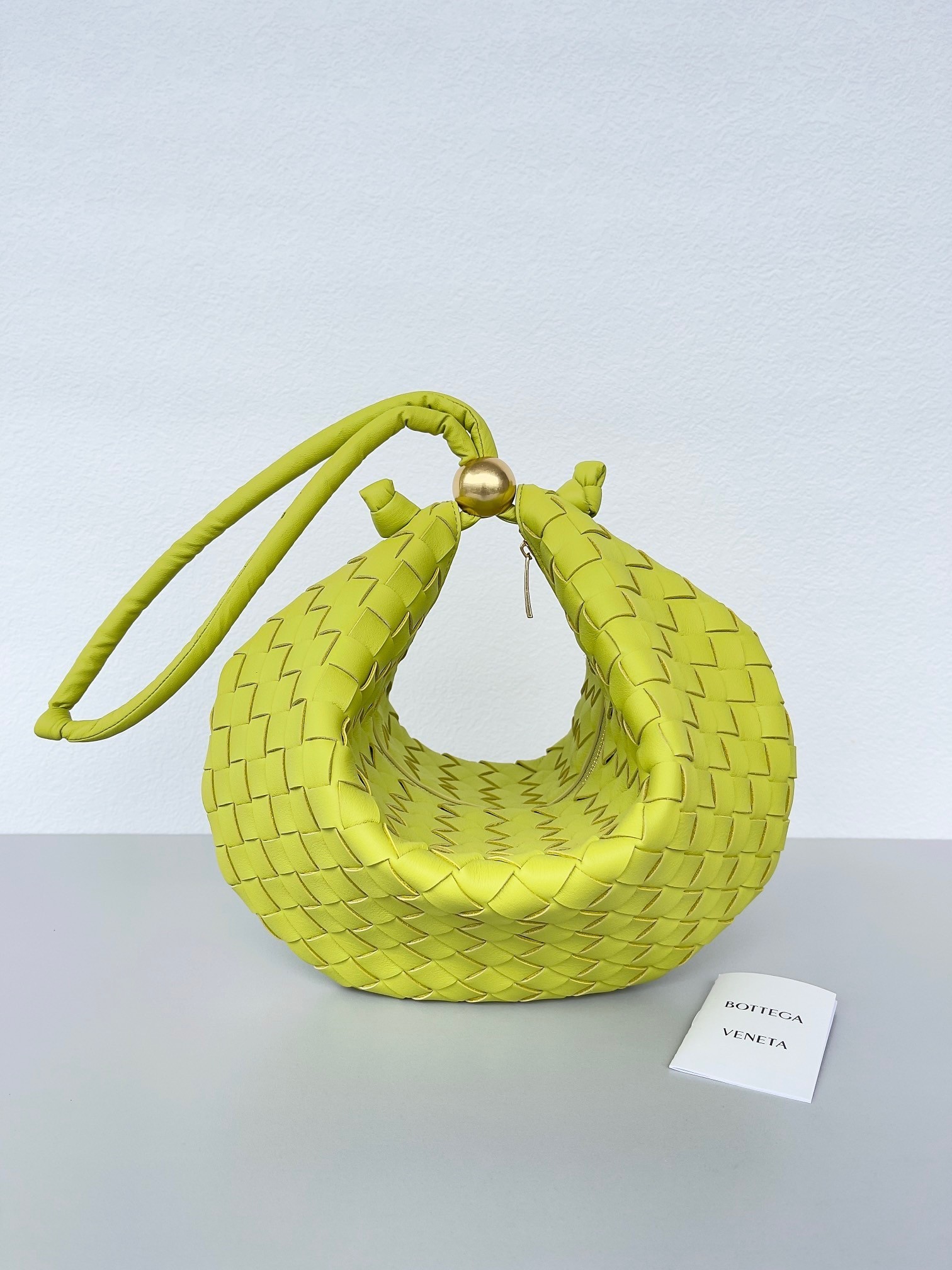 Bottega Veneta Turn Bag In Acid Kiwi Intrecciato Lambskin 940