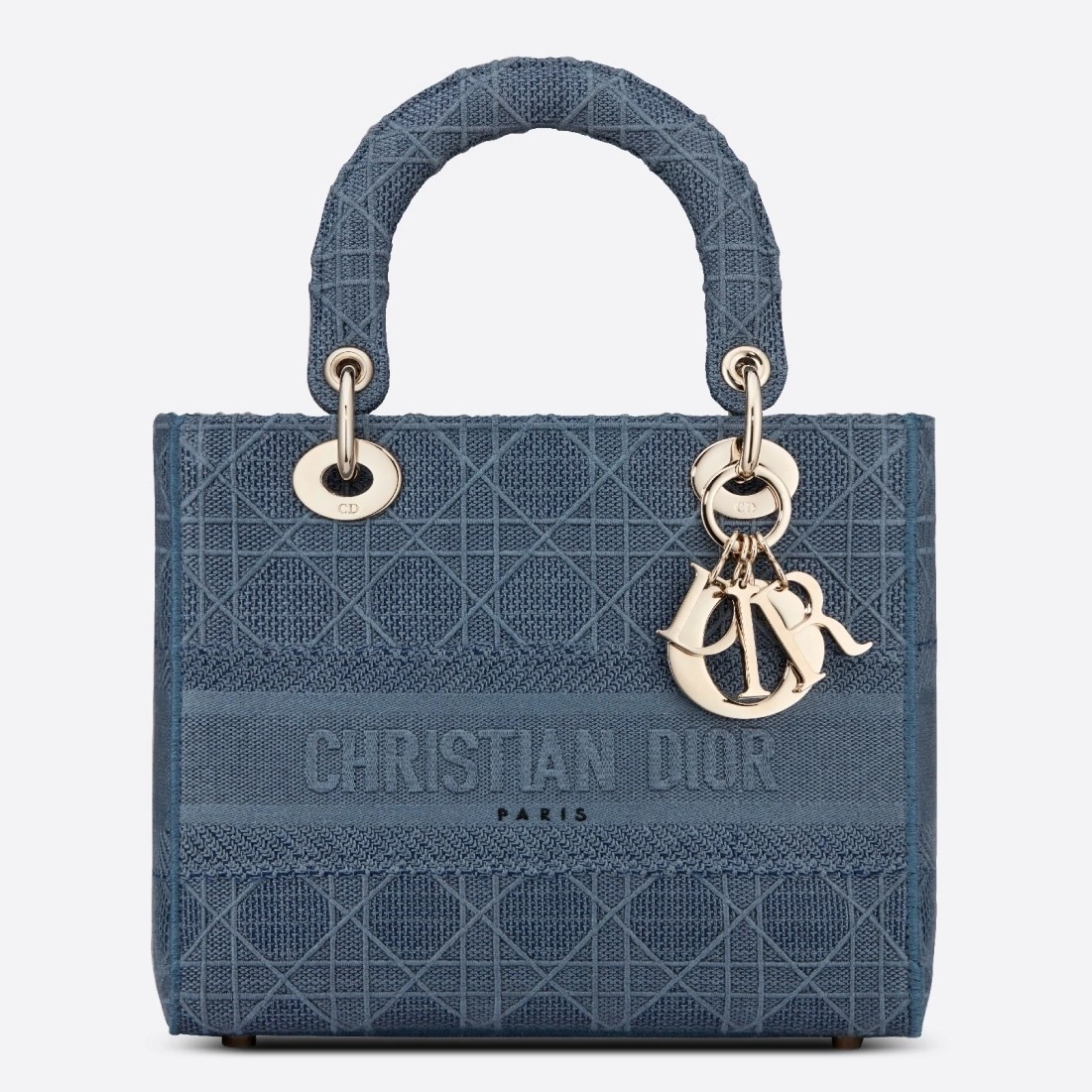 Dior Medium Lady D-Lite Bag In Denim Blue Cannage Canvas 910