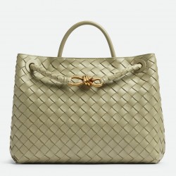 Bottega Veneta Medium Andiamo Bag In Travertine Intrecciato Lambskin 415