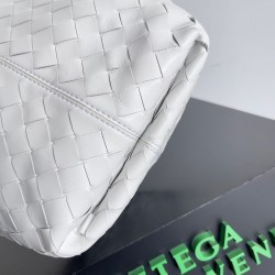 Bottega Veneta Small Flip Flap Bag in White Intrecciato Lambskin 340