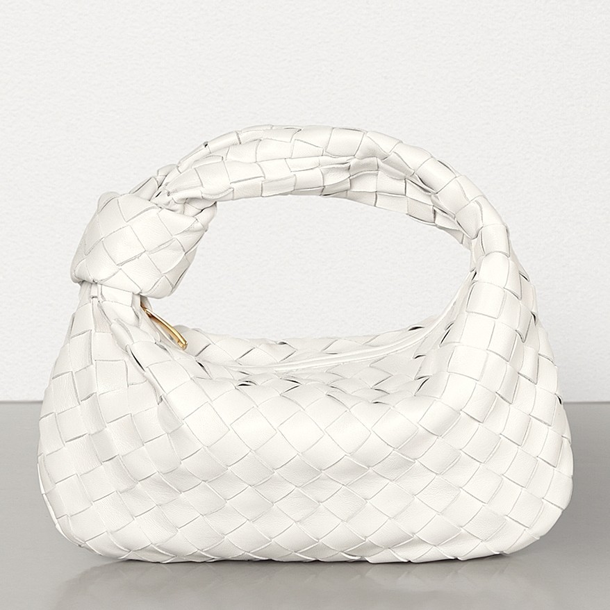 Bottega Veneta Mini BV Jodie Bag In White Woven Leather 412