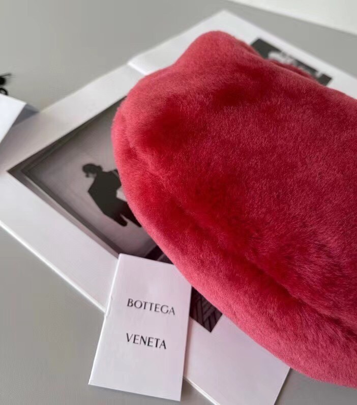 Bottega Veneta Mini BV Jodie Bag In Red Shearling 443