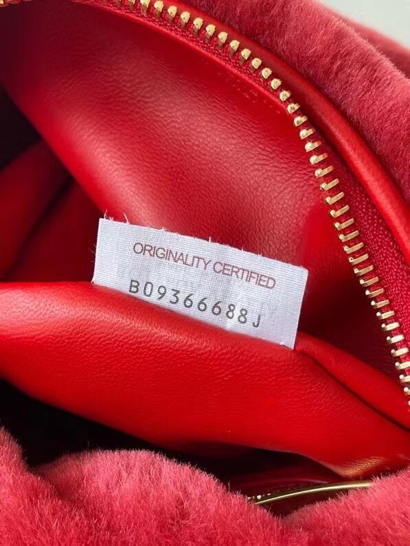 Bottega Veneta Mini BV Jodie Bag In Red Shearling 443