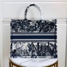 Dior Book Tote Bag In Blue Palm Tree Toile de Jouy Embroidery 984