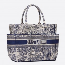 Dior Catherine Tote Bag In Blue Toile de Jouy Embroidery 491