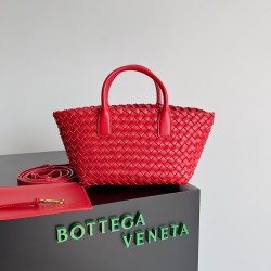 Bottega Veneta Mini Cabat Bag In Red Intrecciato Lambskin 851