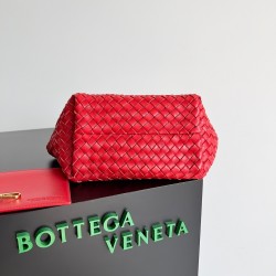 Bottega Veneta Mini Cabat Bag In Red Intrecciato Lambskin 851