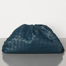 Bottega Veneta The Pouch Clutch In Dark Blue Intrecciato Leather 908