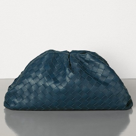 Bottega Veneta The Pouch Clutch In Dark Blue Intrecciato Leather 908