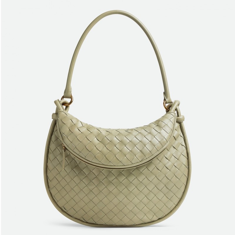 Bottega Veneta Gemelli Medium Bag in Travertine Intrecciato Lambskin 603