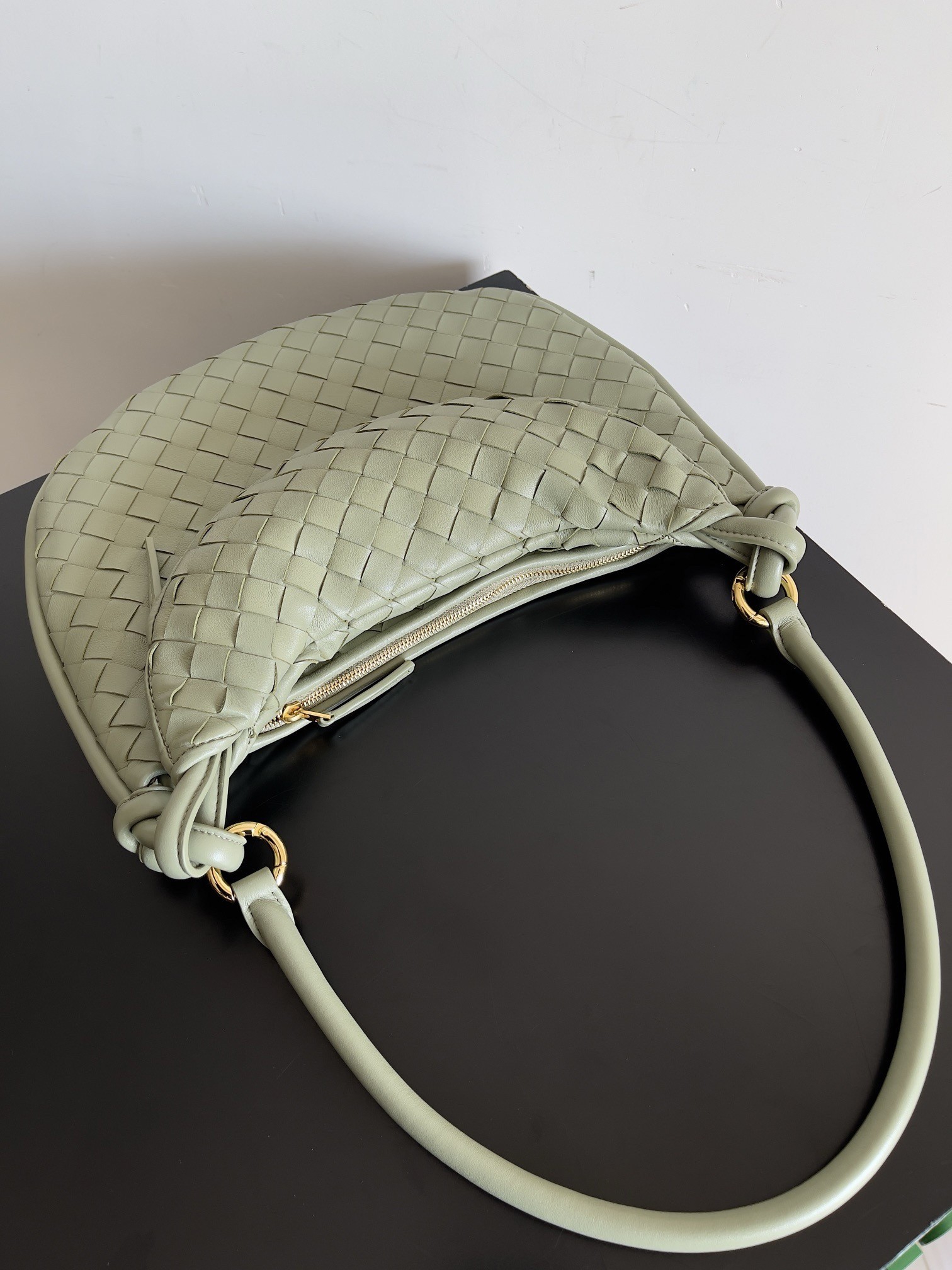 Bottega Veneta Gemelli Medium Bag in Travertine Intrecciato Lambskin 603