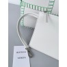 Bottega Veneta White Arco Small Tote with Green Overlock Stitching 790