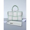 Bottega Veneta White Arco Small Tote with Green Overlock Stitching 790