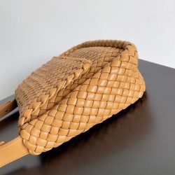 Bottega Veneta Cobble Small Bag in Caramel Intrecciato Leather 865