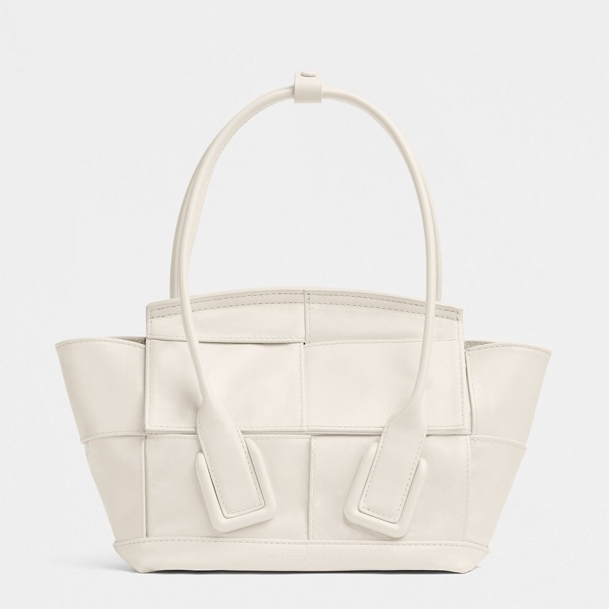 Bottega Veneta Mini Arco Bag In White Intrecciato Leather 901