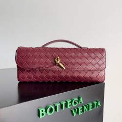 Bottega Veneta Andiamo Clutch with Handle in Barolo Intrecciato Lambskin 505