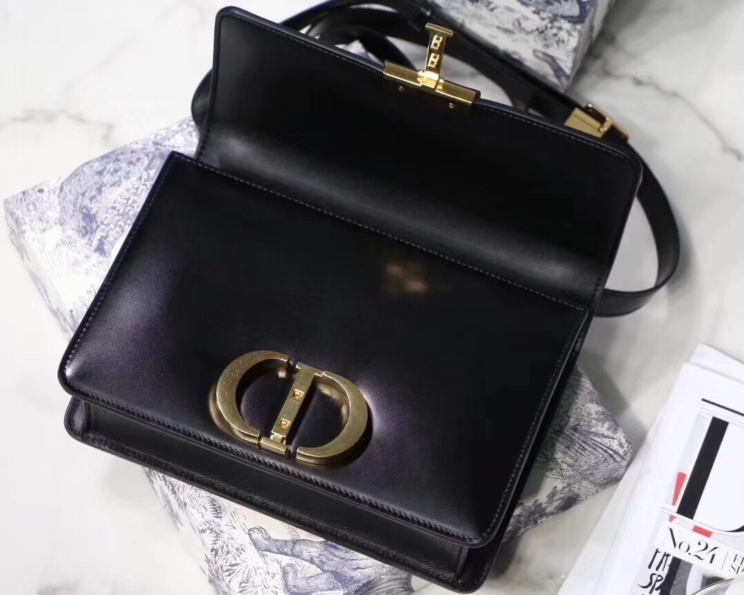 Dior 30 Montaigne Shoulder Bag In Black Calfskin  849