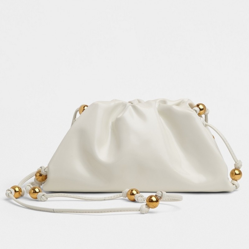 Bottega Veneta Mini Pouch In White Patent Leather 248