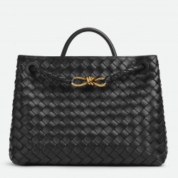 Bottega Veneta Medium Andiamo Bag In Black Intrecciato Lambskin 600