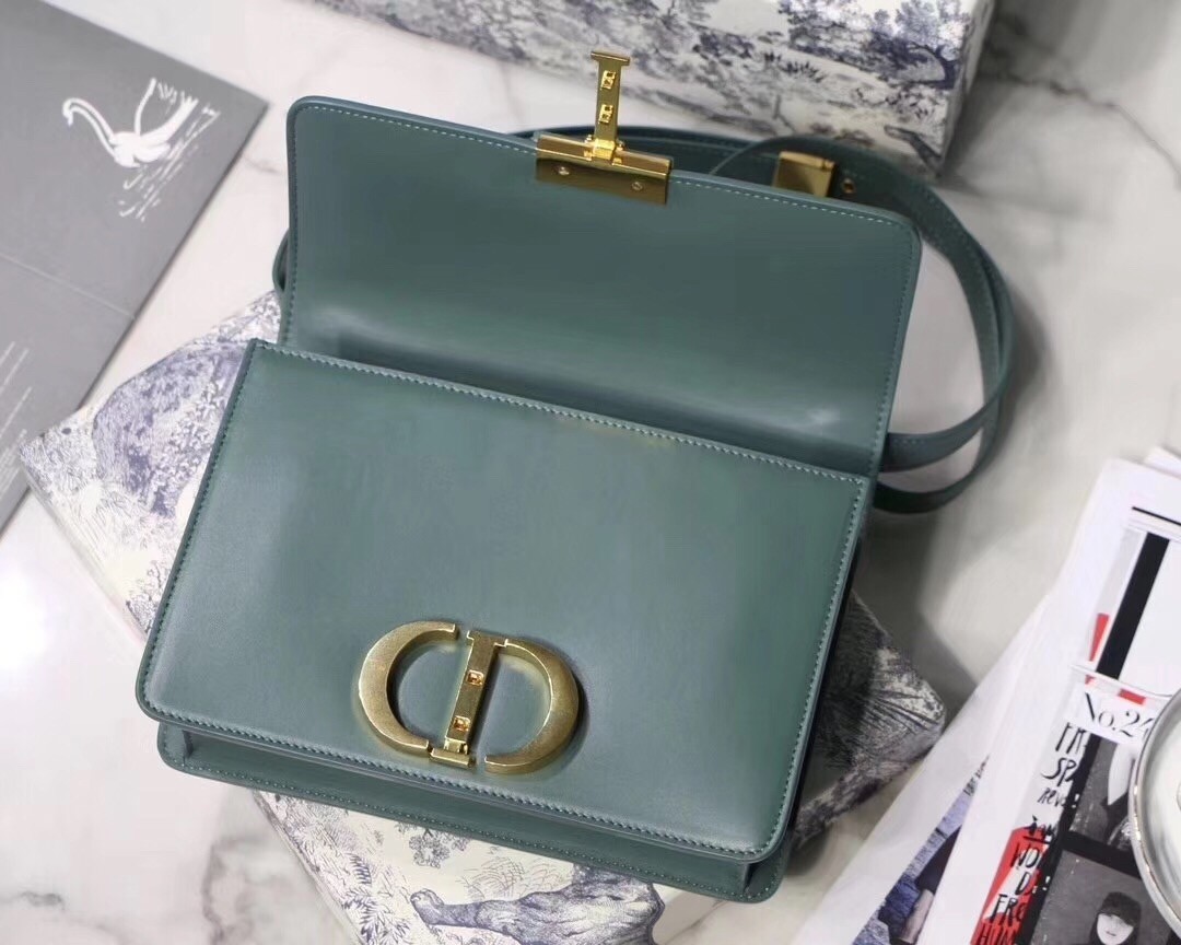 Dior 30 Montaigne Shoulder Bag In Storm Blue Calfskin  914