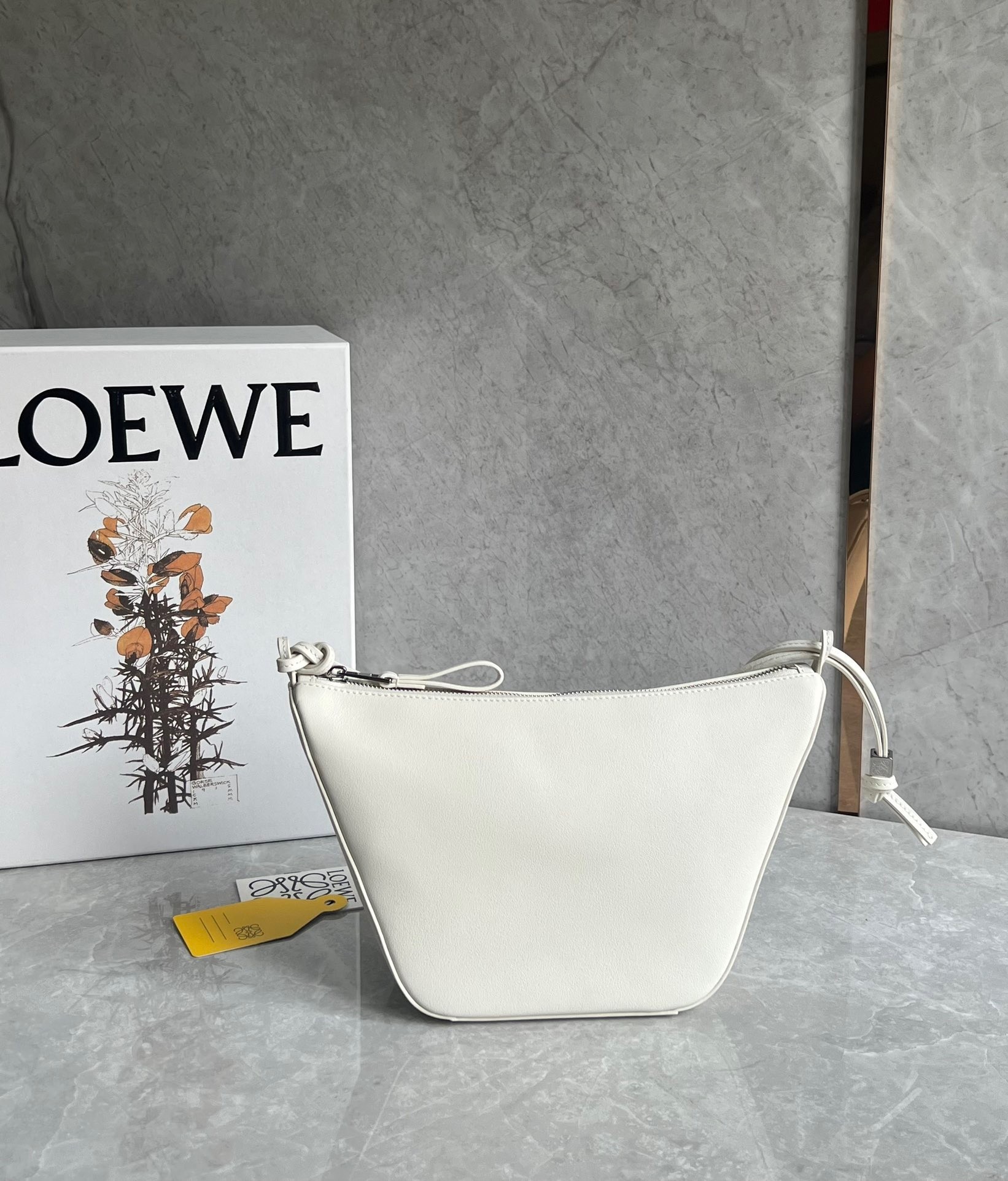 Loewe Mini Hammock Hobo Bag in White Calfskin 333