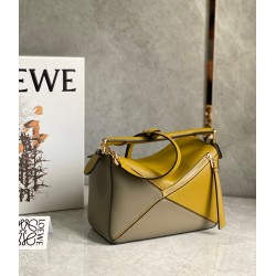 Loewe Puzzle Small Bag In Ochre/White/Taupe Calfskin 354