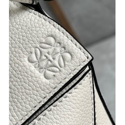 Loewe Puzzle Mini Bag In White Grained Calfskin  384