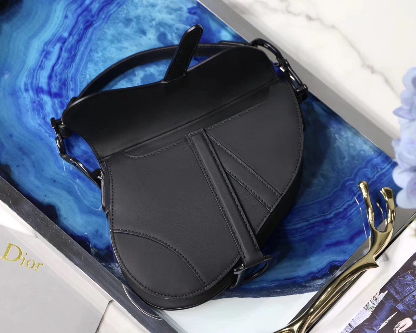 Dior Mini Saddle Bag In Black Ultra Matte Leather 189