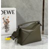 Loewe Puzzle Edge Small Bag In Khaki Green Satin Calfskin 732