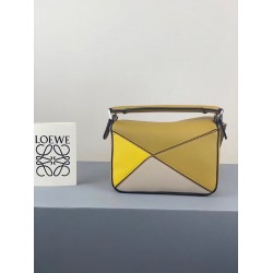 Loewe Mini Puzzle Bag In Ochre/White/Yellow Calfskin 771